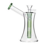 Human Grade 6" Hourglass Sidecar Bubbler Clear with Green USA