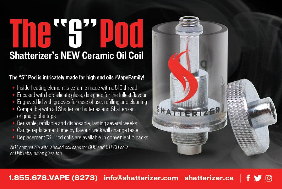 The “S” Pod, Shatterizer’s NEW Ceramic Oil Coil/Cartridge (5 Pack)