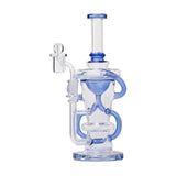 Human Grade 10.25" Straight Recycler Glass Water Pipe Blue Angled View USA