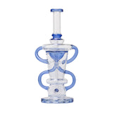Human Grade 10.25" Straight Recycler Glass Water Pipe Blue Back View USA