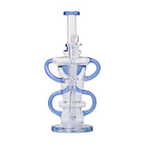 Human Grade 10.25" Straight Recycler Glass Water Pipe Blue Front View USA
