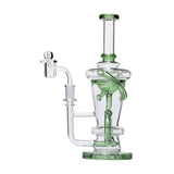 Human Grade 10.25" Straight Recycler Glass Water Pipe Green USA