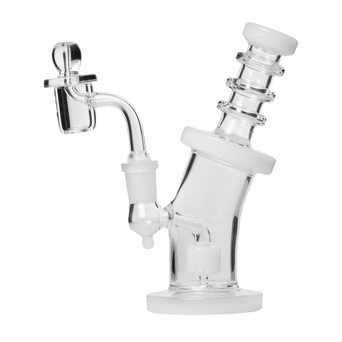 Human Grade 6.25" Bent Neck Dab Rig Clear with White USA Shatterizer