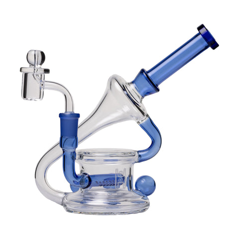 Human Grade 7.5" Recycler 45 (Triple Marble) Glass Rig Water Pipe Light Blue USA Shatterizer
