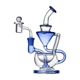 Human Grade 8" Recycler Dab Rig Clear Blue Accent USA