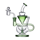 Human Grade 8" Recycler Dab Rig Clear Green Accent USA