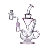 Human Grade 8" Recycler Dab Rig Clear Pink Accent USA