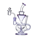Human Grade 8" Recycler Dab Rig Clear Purple Accent USA