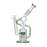 Human Grade Raygun Glass Water Pipe Percolator Green Accents USA