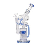 Human Grade Raygun Glass Water Pipe Percolator Light Blue Accents Angled View USA