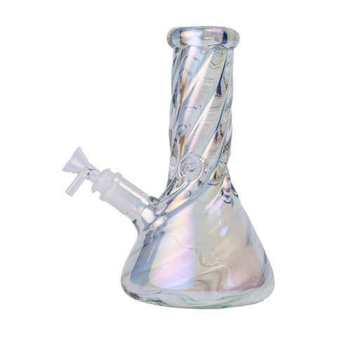 Human Grade Twisted Iridescent Beaker Water Pipe 9 inch USA