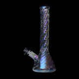 Human Grade Twisted Iridescent Beaker Water Pipe Side View USA