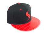 Shatterizer Black Hat with Red Accents, Red Faux Crocodile Bill