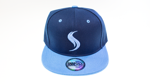 Shatterizer Navy Blue Hat with Baby Blue Accents, Solid Baby Blue Bill