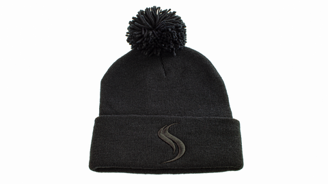Shatterizer Winter Hat Black Hat (Black Logo) (With Pom)