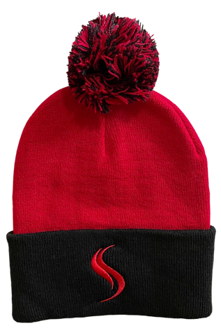 Shatterizer Winter Hat Black Hat (Red Logo) (With Pom)